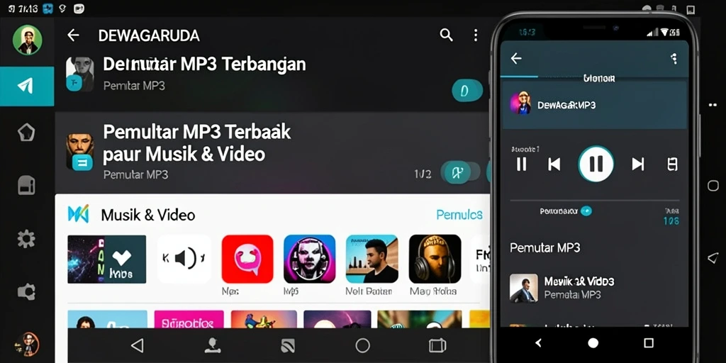 Antarmuka pengguna DEWAGARUDA saat memutar lagu favorit.