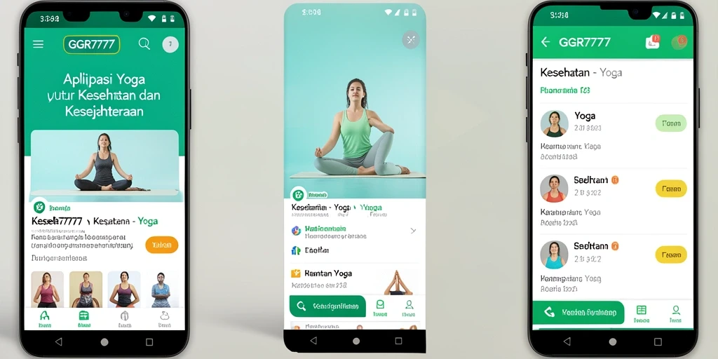 Tampilan antarmuka aplikasi GGR7777 untuk latihan yoga.