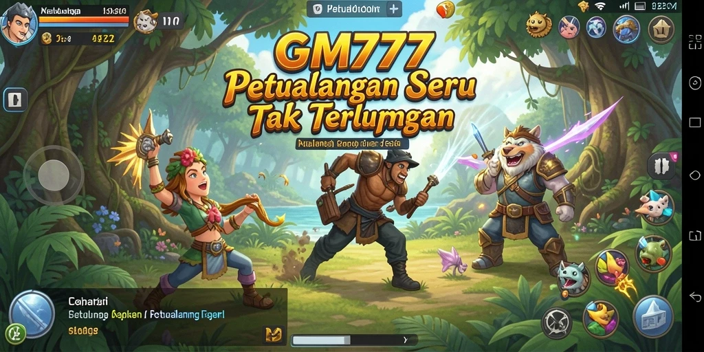 Antarmuka game petualangan GM777 yang memukau dan penuh warna.