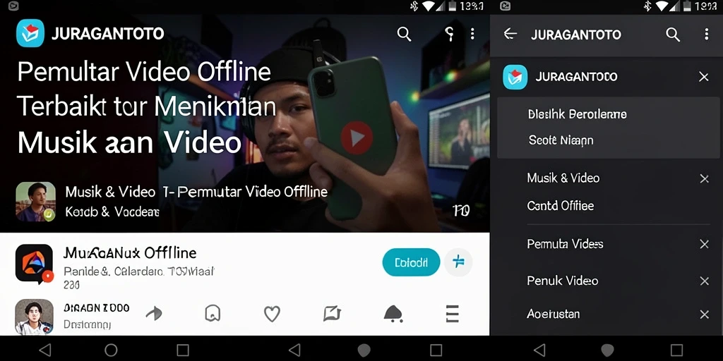 Antarmuka JURAGANTOTO untuk Pemutar Video Offline yang intuitif dan menarik.