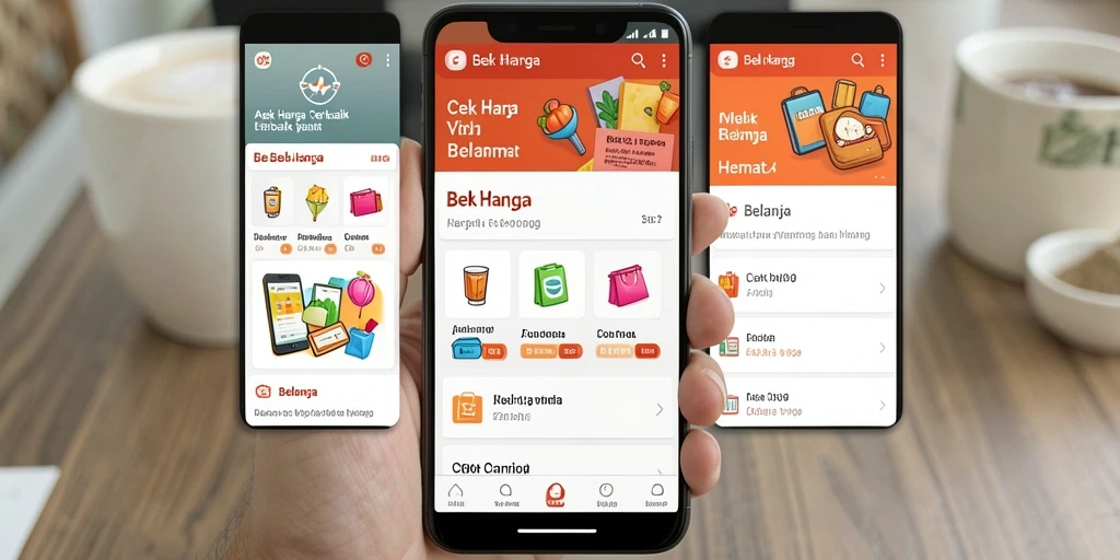 Antarmuka aplikasi N06 menampilkan pencarian harga produk dengan mudah.