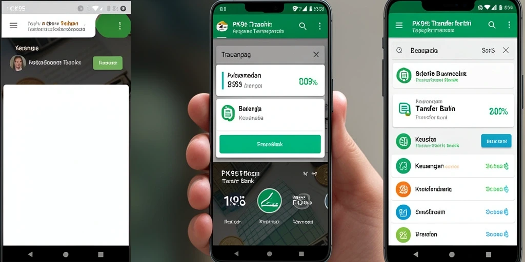 Tampilan antarmuka aplikasi Transfer Bank PK95 yang intuitif dan ramah pengguna.