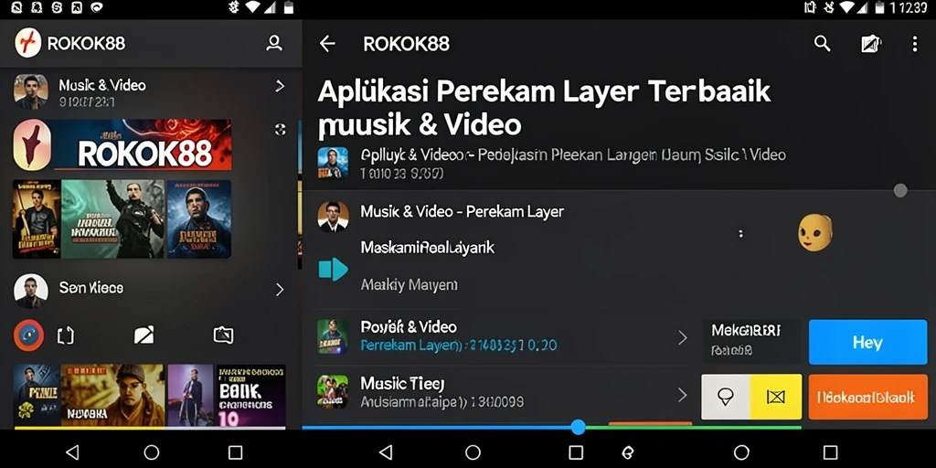Tampilan antarmuka aplikasi ROKOK88 untuk perekaman layar.