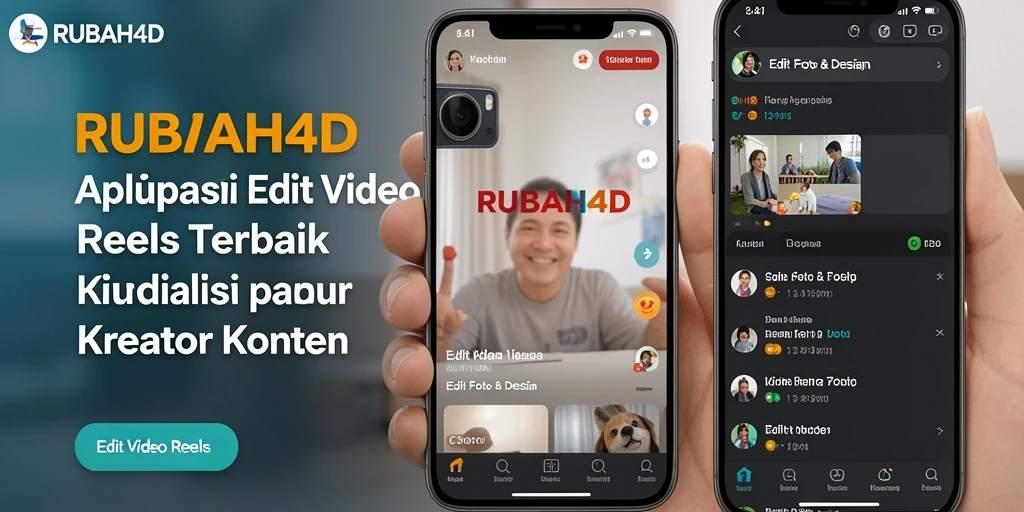 Tampilan antarmuka RUBAH4D untuk editing video Reels yang menarik dan modern.