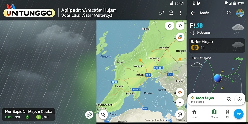 Antarmuka aplikasi UNTUNGGO yang menampilkan radar hujan secara real-time.