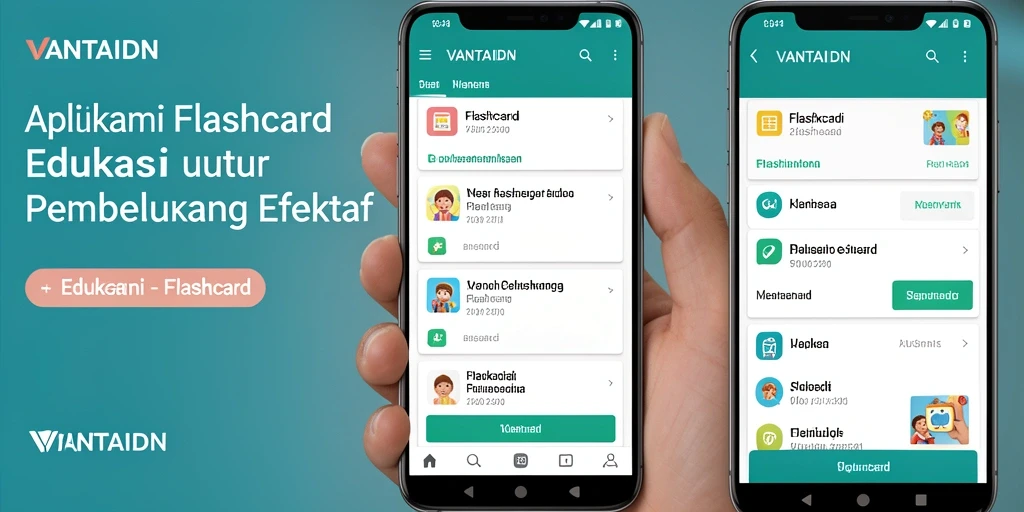Tampilan antarmuka VANTAIDN yang sederhana dan menarik untuk aplikasi Flashcard.