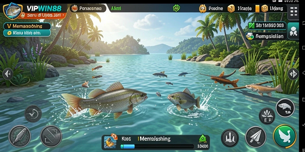 Antarmuka permainan VIPWIN88 yang menarik saat memancing.